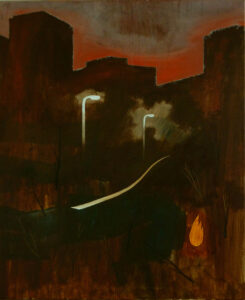 sídliště v noci / housing development at night, 90x110 cm, akryl na plátně / acrylic on canvas, 2011