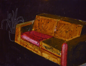 červený gauč / couch in red, 60x45 cm, akryl na plátně / acrylic on canvas, 2014