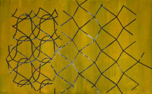 rozhraní plotů / between two fences, 145x90 cm, akryl na plátně / acrylic on canvas, 2016