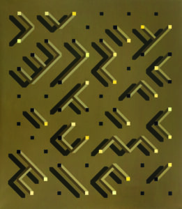 zlatovlasé písmo / golden-hair font, 165x190 cm, akryl na plátně / acrylic on canvas, 2020