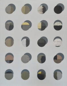AHOJ (Baudot code), 95x75 cm, akryl na plátně – acrylic on canvas, 2021