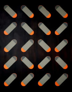 AHOJ 2 (Baudot coding), 90x75 cm, akryl na plátně – acrylic on canvas, 2021