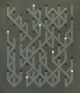 rytmus lesa – the rhythm of the forest, 190x165 cm, akryl na plátně – acrylic on canvas, 2022 foto Macel Rozhoň